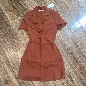 NWT Copper Brown/Burnt Orange Keyhole Dress